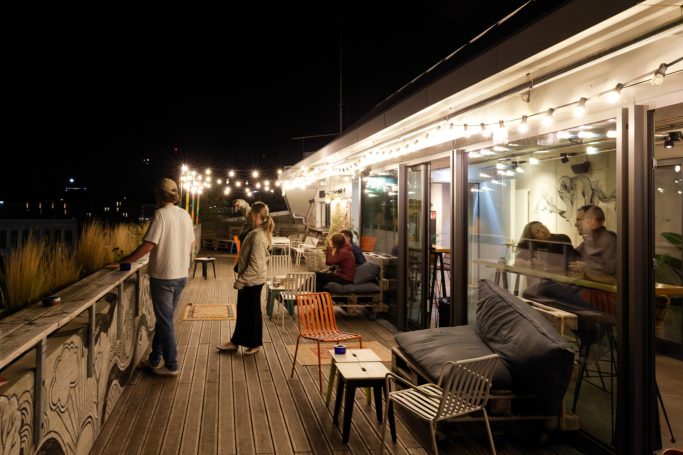 Rooftop Bar At Night